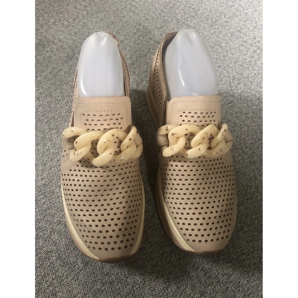 Dolce Vita Jhenee Shoes Perforated Platform slip-on Sneakers Sand Nubuck Women 8